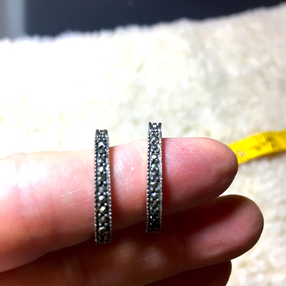 Marcasite 1inch hoop earrings